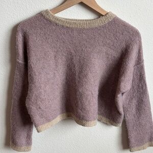 Free People Alpaca Wool Blend Cropped Sweater Mauve Purple Small